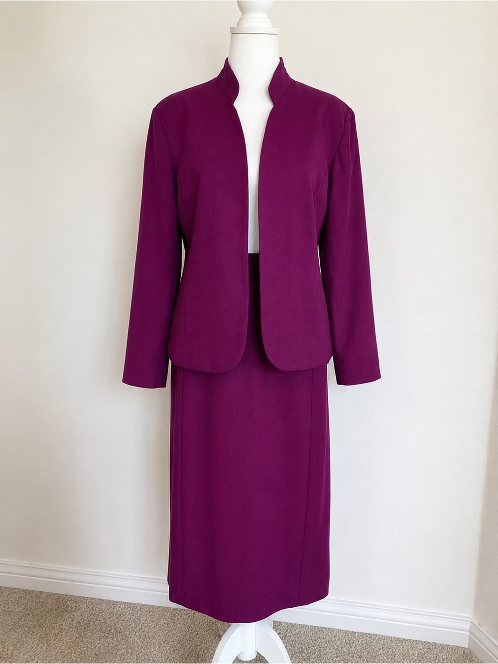 Vintage Lucia Magenta Skirt Suit Set | Pockets | Fits Modern 8